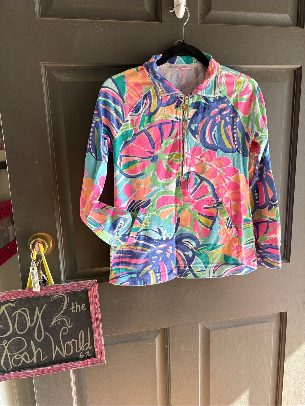 Lilly Pulitzer Multi-Color Tropical 3/4 zipper Jacket